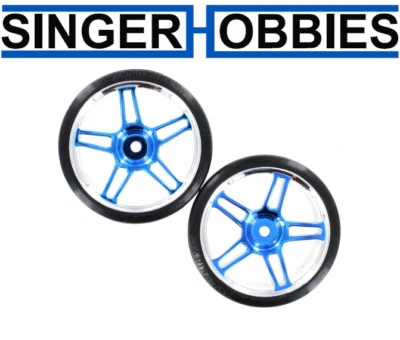 REDCAT RER07003B Pre-Mounted 1/10th Drift Tires Blue/Chrome 2pcs LIGHTNING HH - Image 1 of 2