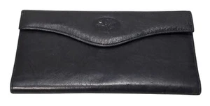 Buxton Womens Black Long Leather Bifold Organizer Wallet Floral Change Purse - Picture 1 of 18