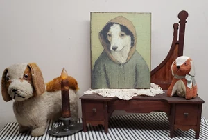 FOLK COLONIAL REPRODUCTION MEDIEVAL PRIMITIVE VINTAGE STYLE DOG SERIES #4 SIGN - Picture 1 of 10