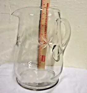 "Jarra grabada diseño floral cristal transparente 7 1/2"" altura mango" - Imagen 1 de 5