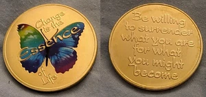 Butterfly Gold Coin Motivational Speech Colour Grow Lucky Wise Words Think Retro - Picture 1 of 23
