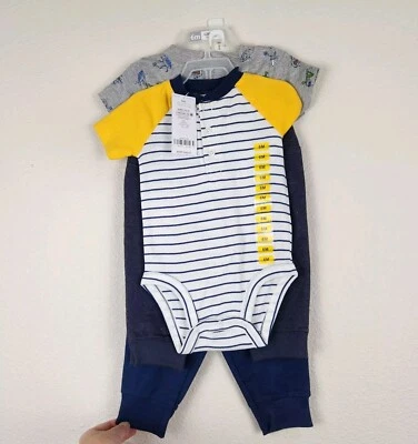 Conjunto de 4 piezas de body y pantalón de manga corta Carter’s Baby Boys talla 6 meses nuevo con etiquetas Foto 1 de 4