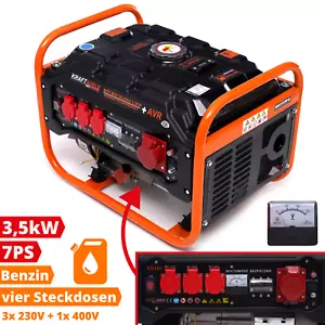 Stromaggregat Stromerzeuger Benzin Anlasser Manuell Notstromgenerator 3500W 7PS - Bild 1 von 9