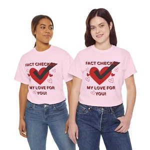 Fact Checked (Red Heart) Valentine's Day Novelty Unisex Cotton T-Shirt (Trump) - Picture 1 of 11
