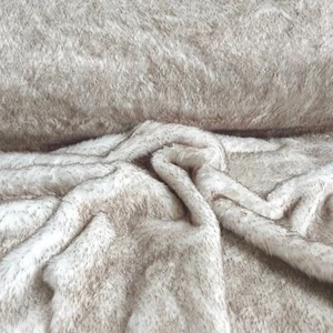 Webpelz kuscheliges Langhaar Kunstfell Stoff Bekleidung Deko Weiß Braun Meliert - Bild 1 von 4