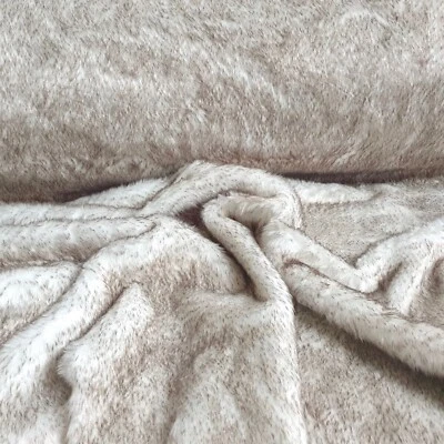 Webpelz kuscheliges Langhaar Kunstfell Stoff Bekleidung Deko Weiß Braun Meliert - Bild 1 von 4