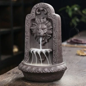 Lion Shape Handmade Crafts Backflow Incense Burner Creative Smoke Waterfall - Photo 1/6