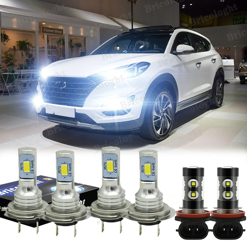 For Hyundai Tucson 2016 2017 2018 Combo LED Headlight + Fog Light Bulbs Kits - Image 1 of 4