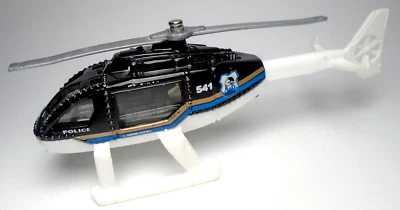 2001 MATCHBOX RESCUE #541 BLACK 3 3/4" DIECAST POLICE HELICOPTER W/ WHITE & BLUE - Image 1 of 4