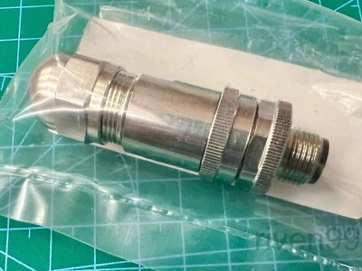 TE Male M12 Circular 3 Position Connector, A-coded, Straight, Metal Shielded, 3P - Image 1 of 4