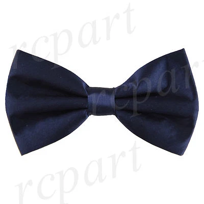 Nuevo en Caja Hombre Seda Pre-atada Pajarita Azul Marino Boda Formal Baile de graduación Fiesta Foto 1 de 4