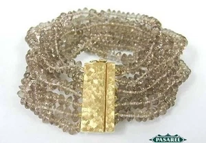 Pulsera de diseñador de cuarzo ahumado de oro amarillo de 14 K - Imagen 1 de 5