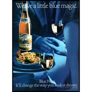 1987 Blue Nun White Wine Vintage Print Ad Italian Dinner Date Wall Art Photo - Picture 1 of 1