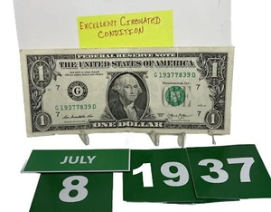 Birthday / 🥳 Anniversary Dollar July 8 1937. Fancy Serial Number Circulated - Picture 1 of 13