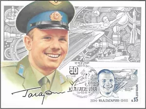 Maxi tarjeta 1984 Cosmonauta Juri Gagarin Primeras Personas del Mundo en el Espacio Rusia FDC - Imagen 1 de 1