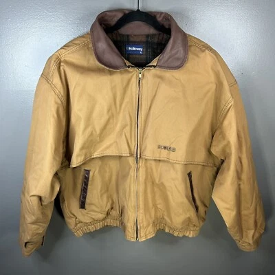 Vintage Holloway Blanket Lined Pleather Collar Jacket Tan Carhartt Style Size XL - Image 1 of 4