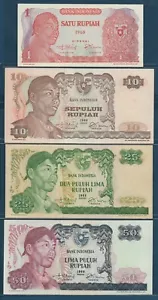 Indonesia 1 10 25 50 100 500 1000 Rupiah 7Pcs Lot, 1968, P 102 105~110, XF-UNC - Picture 1 of 4
