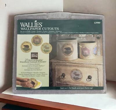 Wallies 25 recortes de papel de parede Warren Kimble Woodland Lodge animais pré-colados novo na embalagem - Imagem 1 de 4