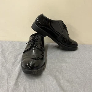 Bates Military Uniform Shoes Oxfords Shiny Black Vibram Patent Leather 9E Chrty - Picture 1 of 11