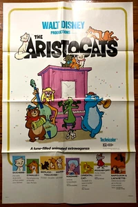 ARISTOCATS Original Movie Poster Walt Disney Cat Animation Cartoon r80 - Picture 1 of 6