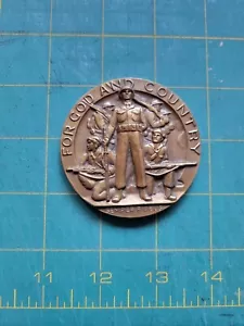 Vintage American Legion School Award "For God And Country" 2.5" Bronze Medallion - Picture 1 of 4