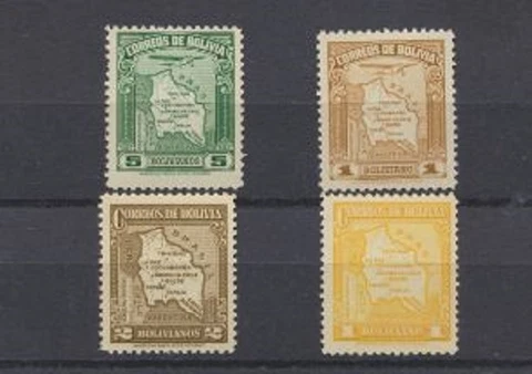 Bolivia 1935 MAPS Mint lot 4 different $6.25 Scott Retail Value #231,232,C47,C50 Cover