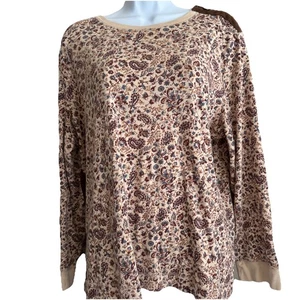 Camicia Lauren Ralph Lauren Jeans Co donna 3X marrone floreale top camoscio toppe gomito - Foto 1 di 13