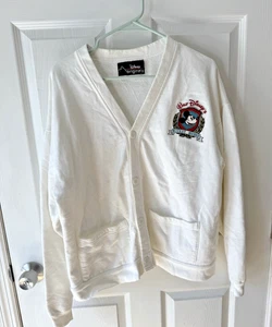 Disney Originals Vintage Mickey Mouse Strickjacke weiß Made in USA Papieretikett L/XL - Bild 1 von 8