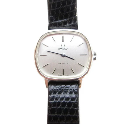 Omega De Ville Ladies Manual Wind Silver Dial Black Leather Strap Working - Image 1 of 4