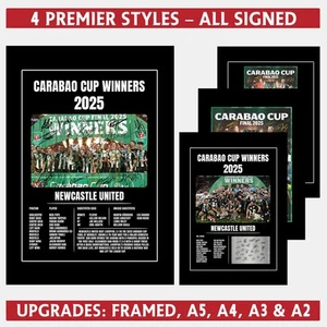 NEWCASTLE UNITED CARABAO CUP WINNERS 2025 SIGNED PRINT FRAMED PHOTO POSTER SQUAD - Picture 1 of 10