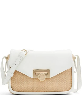 NUEVO CON ETIQUETAS TED BAKER Sadie May Bolso Bandolera con Solapa Blanco Paja Clásico Verano Tejido Foto 1 de 4