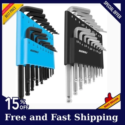 LOZAGU 36-Piece Hex Key Allen Wrench Set with Ball End - Sae/Metric Sizes and 2 Storage