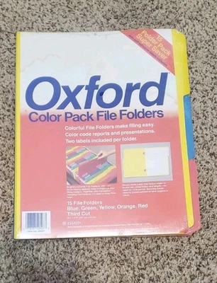 Oxford Color Pack File Folders 15 File Folders NIP - Image 1 of 2