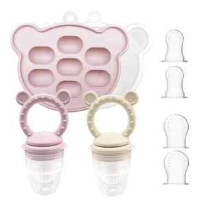 Lusy DM Mangiatoia Frutta per Bambini Dentiere e Silicone Vassoio Congelatore Combinazione Solidi Sicuri - Foto 1 di 7