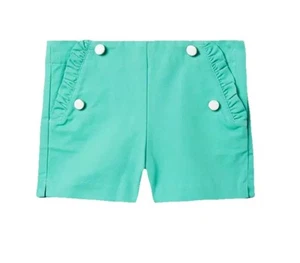 Janie & Jack Ruffle Pocket Shorts Sailor Enamel Buttons Size 12-18 Months Green - Picture 1 of 10