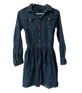 Polo Ralph Lauren Denim Shirt Dress Youth Girls Rainbow Belt Sz 14 Buttons City - Picture 1 of 15