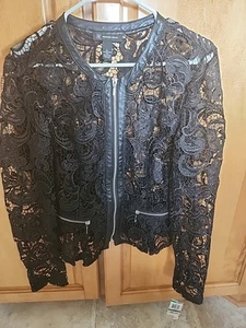 INC women's Polyester lace short jacket Non- Leather Trim. Sz L NWT - Picture 1 of 9