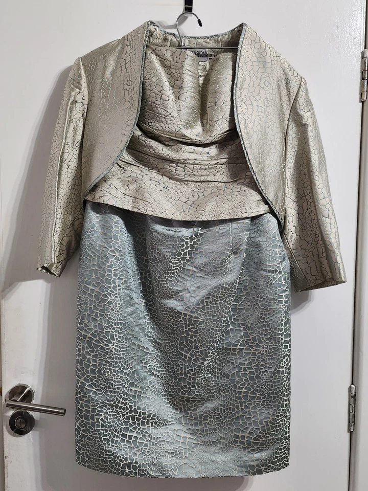 MON CHERI Mother of the Bride SILK 2 Piece Dress Jacket Champagne Green Size 12 - Image 1 of 4