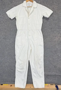 PISTOLA Grover Denim Jumpsuit Womens Small Utility Snap Button Adjustable White - Picture 1 of 19