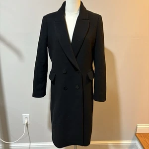 Mango Schwarz Wollmischung Zweireiher Mantel Jacke Damen Gr. M Peacoat Klassisch - Bild 1 von 16