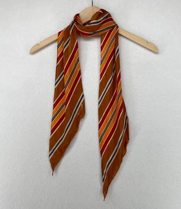 ECHO Scarf Womens Silk Sash Striped Skinny Rectangle Brown 5" x 68" - Picture 1 of 9
