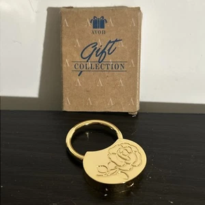 Avon Collection Etching Brass Keychain For Her Solid Brass Flower Rose NEW - Picture 1 of 1