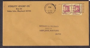 1976 2 x 7.9c Drum Bulk Rate Scott 1615 stamps on cover Fidelity Stamp MD/DC - Picture 1 of 1