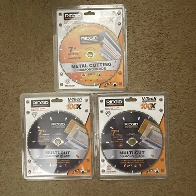 Ridgid HD-MTL70 Metal Cutting & HD-VBMU70 V-Tech 7" Multi-Cut Diamond Blades 3pk - Изображение 1 из 2