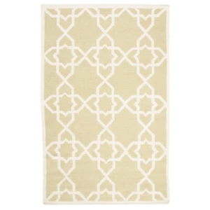 SAFAVIEH Dhurries DHU548A Handwoven Olive / Ivory Rug - Picture 1 of 24
