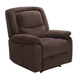 POWER RECLINER CHAIRS Push-Button w/Deep Body Cushions Beige Gray Brown Availabl - Picture 1 of 16