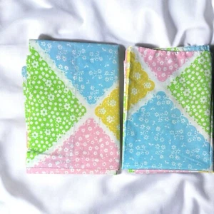 Vintage Sears Bloomin' Patch Set zwei Standard Kissenbezüge Pastell Cottagecore 1970er - Bild 1 von 9
