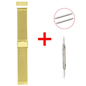8 10 12 13 14 15 16 17 18 19 20 21 22 23 24mm Meshed Watch Strap Mesh Band Pins - Picture 1 of 15