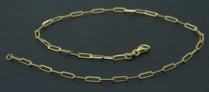 Real 10k Yellow solid Gold Paper Clip Anklet  Chain Bracelet Lobster 10in 1.4gr - Picture 1 of 4