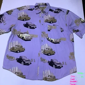 Camisa Hawaiana Azul Estilo Vintage XL - Camionetas Clásicas Vida al Aire Libre - Imagen 1 de 11